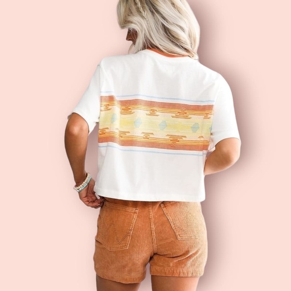 Billabong x Wrangler Border Line Boxy Cropped Tee, Size S - Picture 2 of 10